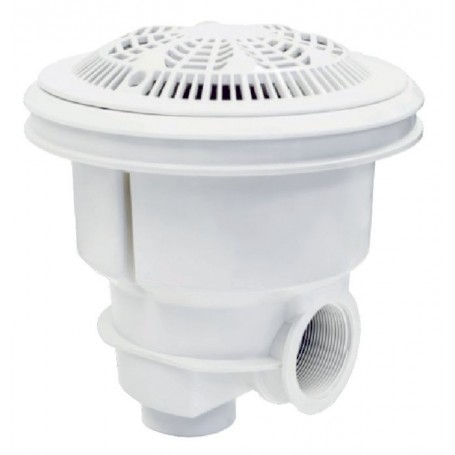 Bonde de fond  piscine béton - Grille anti-vortex avec inserts - Blanc
